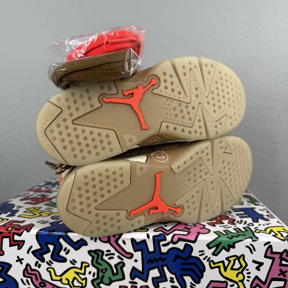 Travis Scott x Air Jordan 6 Retro PreSchool British Khaki DH0693-200 Size 11c - Picture 9 of 14